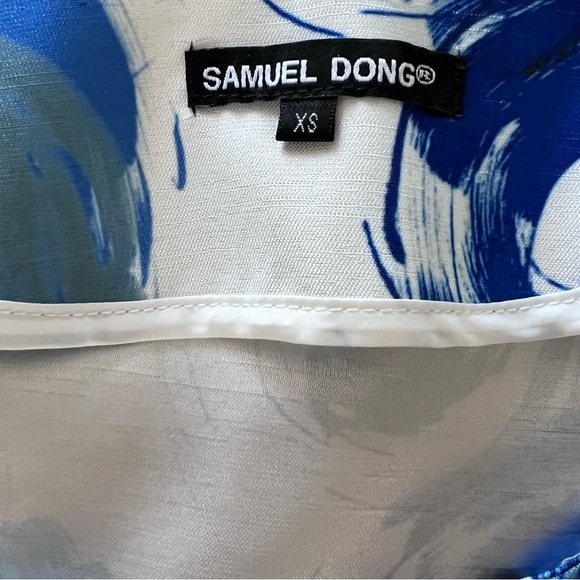 Samuel Dong Midi Dress • XS • Blue/Black/White Abstract Print - Picture 7 of 12